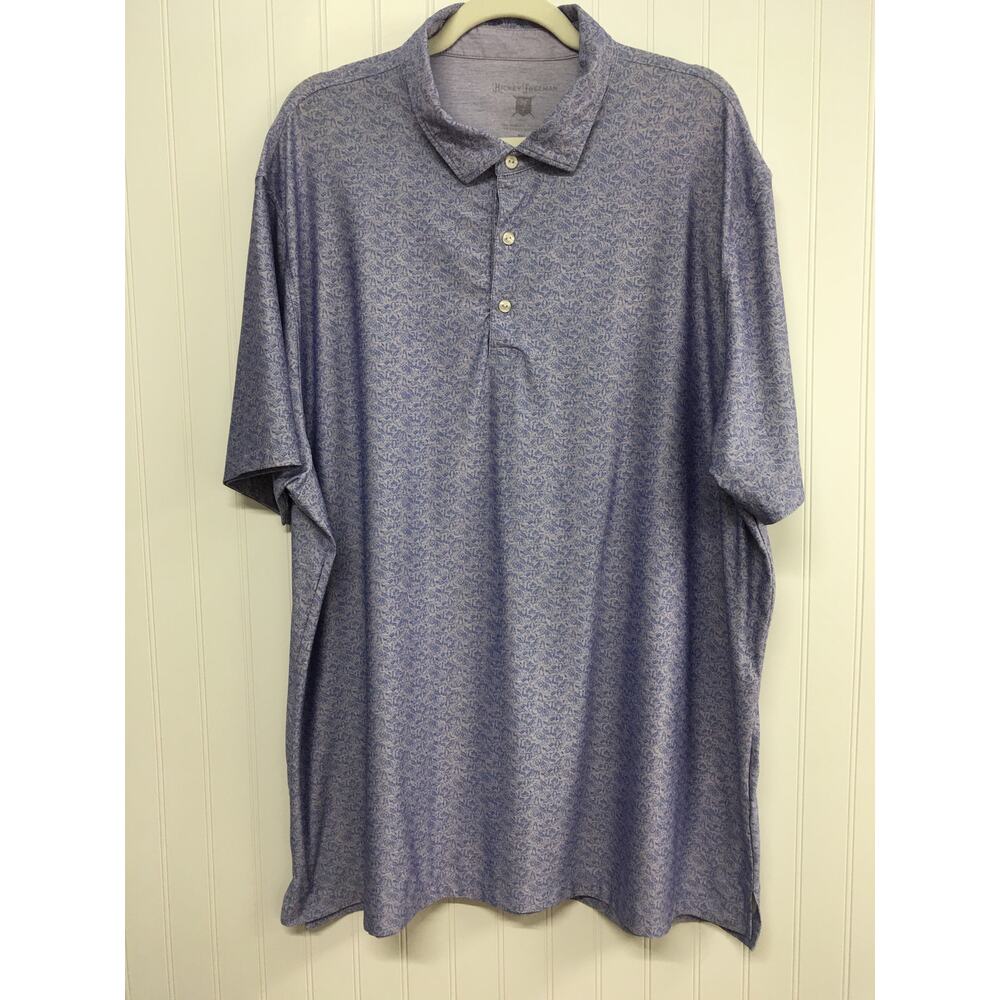 Hickey Freeman Mens XXL Purple Pattern Polo Shirt Short Sleeve Luxury Casual